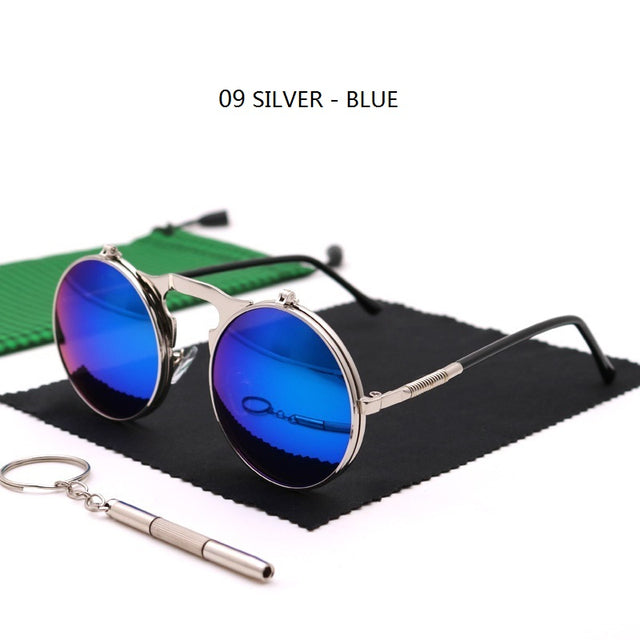 Sunglasses Round Metal Women Men Style Retro Flip Circular Double Sun Glasses AV8R